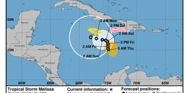 Sur del país sería el más afectado por tormenta Melissa