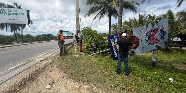 Retiran exceso de vallas publicitarias irregulares en principales carreteras del país