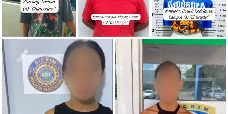 PN arresta a “El Brujito”, “La Changa”, “La Furiosa”, “La Pinta” y “Chinocano” con órdenes judiciales por distintos robos en Santiago