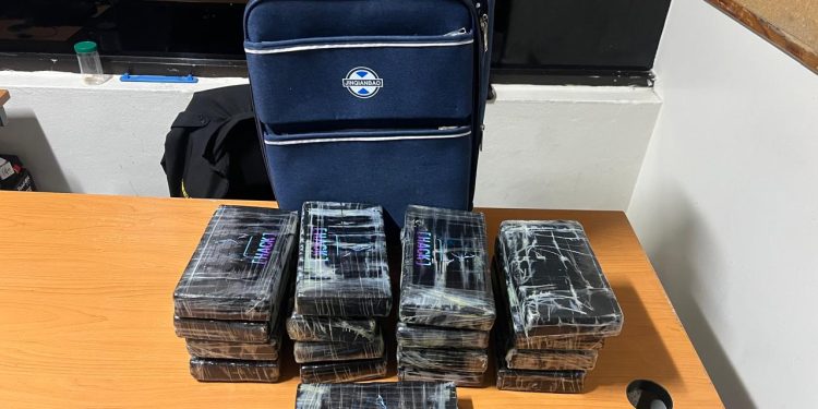 DNCD atrapa alemán con maleta llena de paquetes presumible cocaína