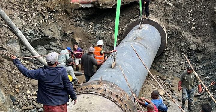 Coraasan e INAPA avanzan en solución definitiva de avería del tubo que abastece de agua a Santiago y Moca