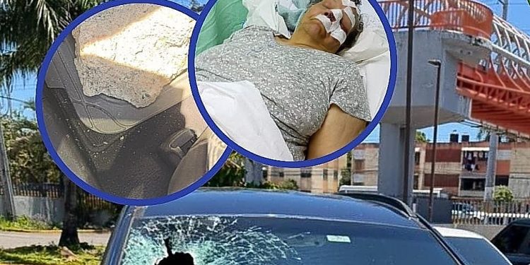 Mujer resulta herida tras desconocidos lanzar peñón a vehículo en SDE