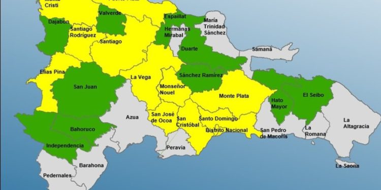 21 demarcaciones y el DN bajo alerta por riesgo de inundaciones a causa de vaguada