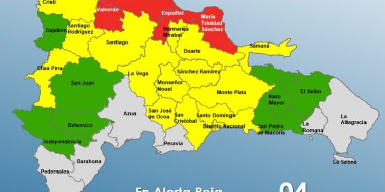 Cuatro demarcaciones en alerta roja, 15 en amarilla y 7 en verde, según COE