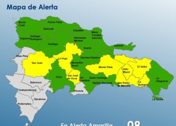 Por aguaceros, tormentas eléctricas y ráfagas de viento COE mantiene 8 provincias en alerta amarilla, 17 y el DN en verde