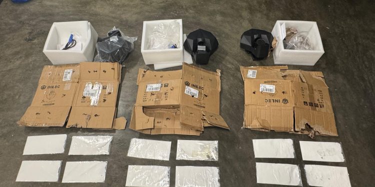 DNCD ocupa en el AILA 12 láminas de presunta cocaína ocultas en cajas de cartón