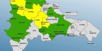 El COE amplía el nivel de alerta amarilla para 05 provincias y 12 y el Distrito Nacional en verde