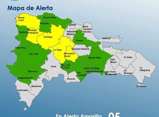 El COE amplía el nivel de alerta amarilla para 05 provincias y 12 y el Distrito Nacional en verde