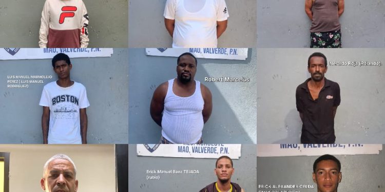 Policía apresa a nueve implicados en agresión intrafamiliar y delitos sexuales en Mao y Esperanza