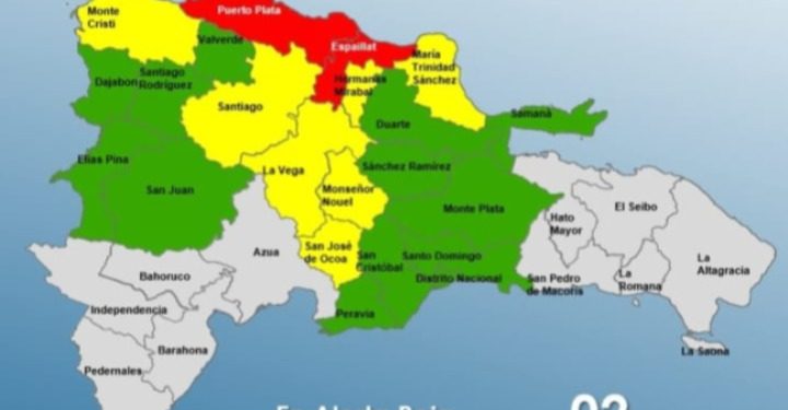 21 demarcaciones y el DN bajo alerta por aguaceros, tormentas eléctricas y ráfagas de viento debido a vaguada