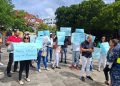 Pueblo de Tireo en Constanza protestan Frente al Palacio Nacional en reclamo de obras incumplidas