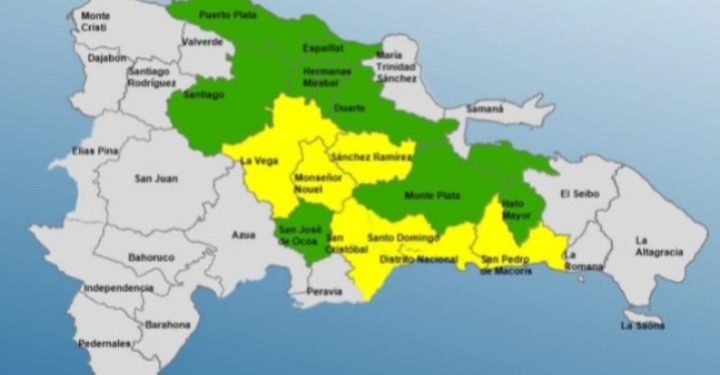 COE coloca 7 demarcaciones en alerta amarilla y 8 en verde por vaguada y onda tropical