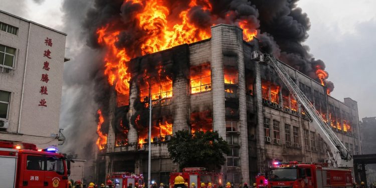 Incendio en fábrica de calzado en China deja víctimas y personas atrapadas