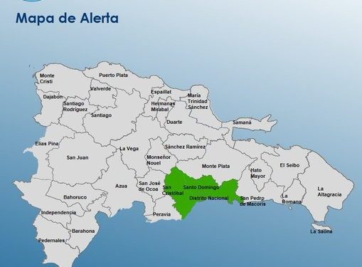 COE emite alerta verde para Santo Domingo, San Cristóbal y el Distrito Nacional