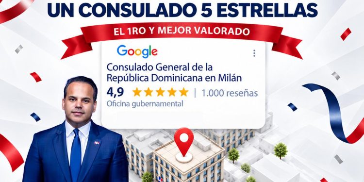 Consulado dominicano en Milán cumple un año como el mejor valorado del servicio exterior y celebra sus primeras 1,000 reseñas en Google