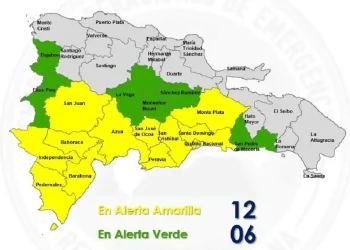 COE coloca 11 provincias y el Distrito Nacional en alerta amarilla por vaguada