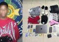 Policía apresa a hombre en flagrante delito con artículos sustraídos de una vivienda en Barahona