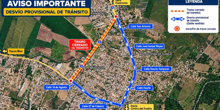 MOPC anuncia desvío temporal del tránsito en la avenida Benito Monción de Mao