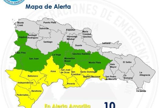 Aumentan a 10 las provincias en alerta amarilla y mantienen seis en verde por incidencia de vaguada